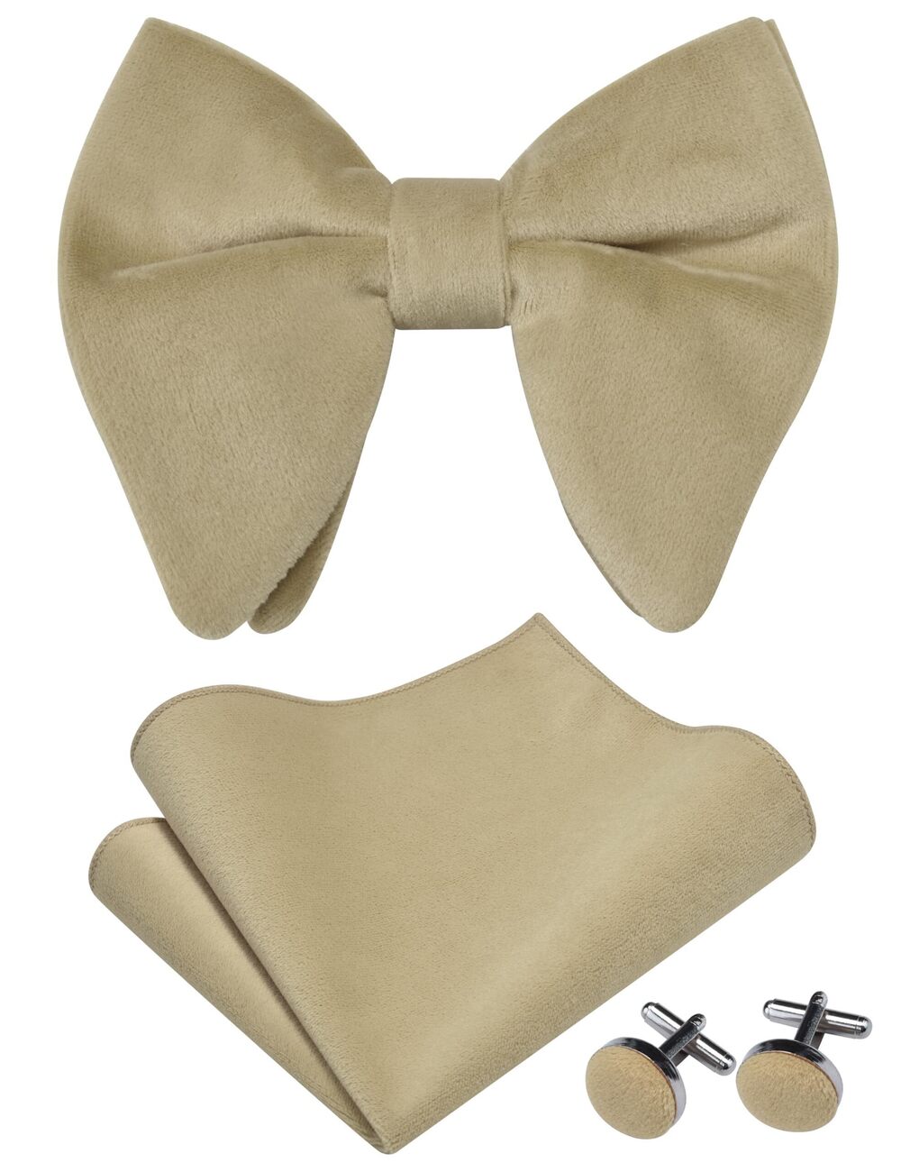 2040 Over Size Khaki Bow Ties Velvet Pre-tied Big Champagne Bowtie